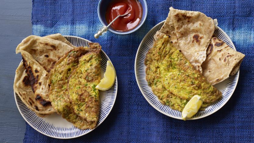 Masala Omelette Paratha with Green Chutney