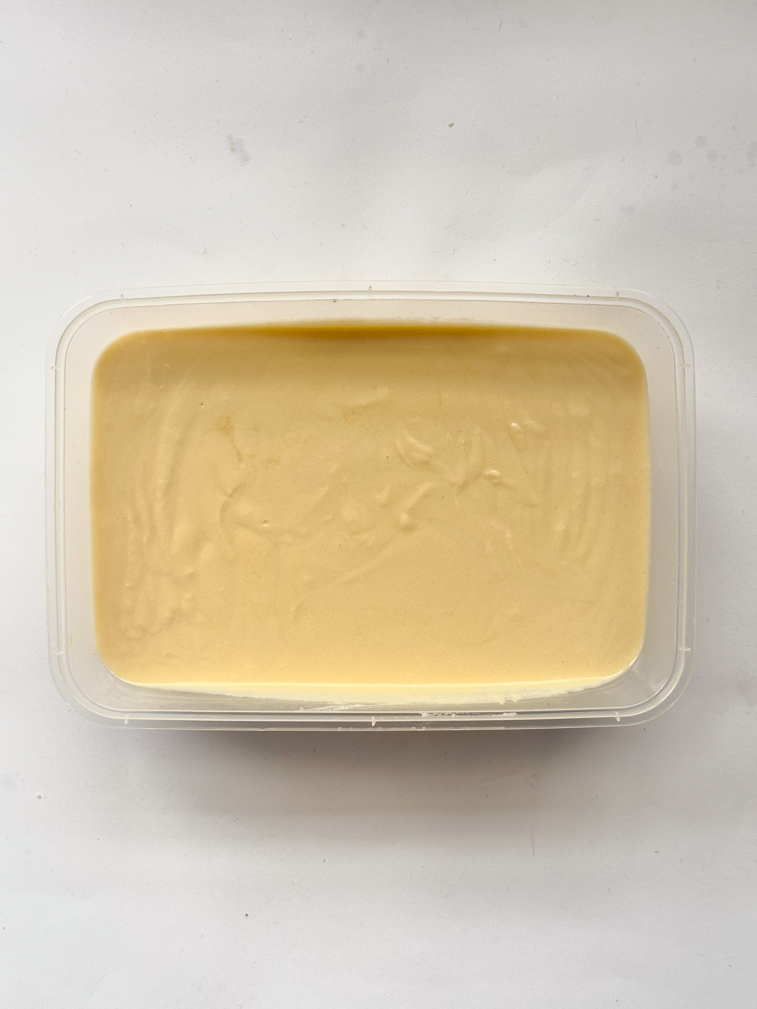 Ice cream batter in the pan.