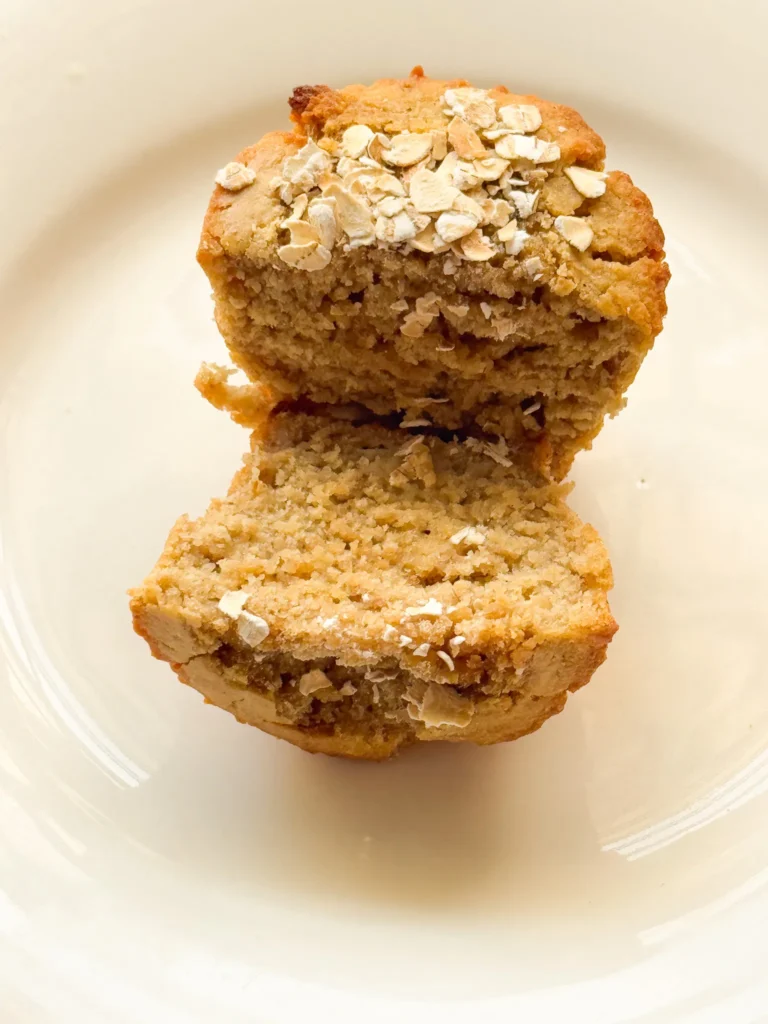 Sliced muffin from top view.