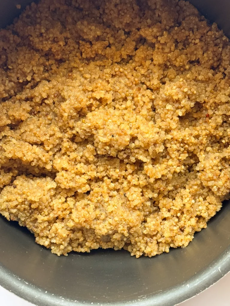 Fluffed up quinoa closeup.