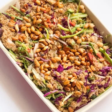 Thai Quinoa Salad in a rectangular bowl.