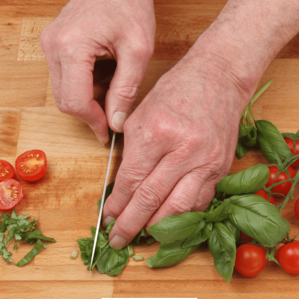 how to chiffonade basil, how to thinly slice basil