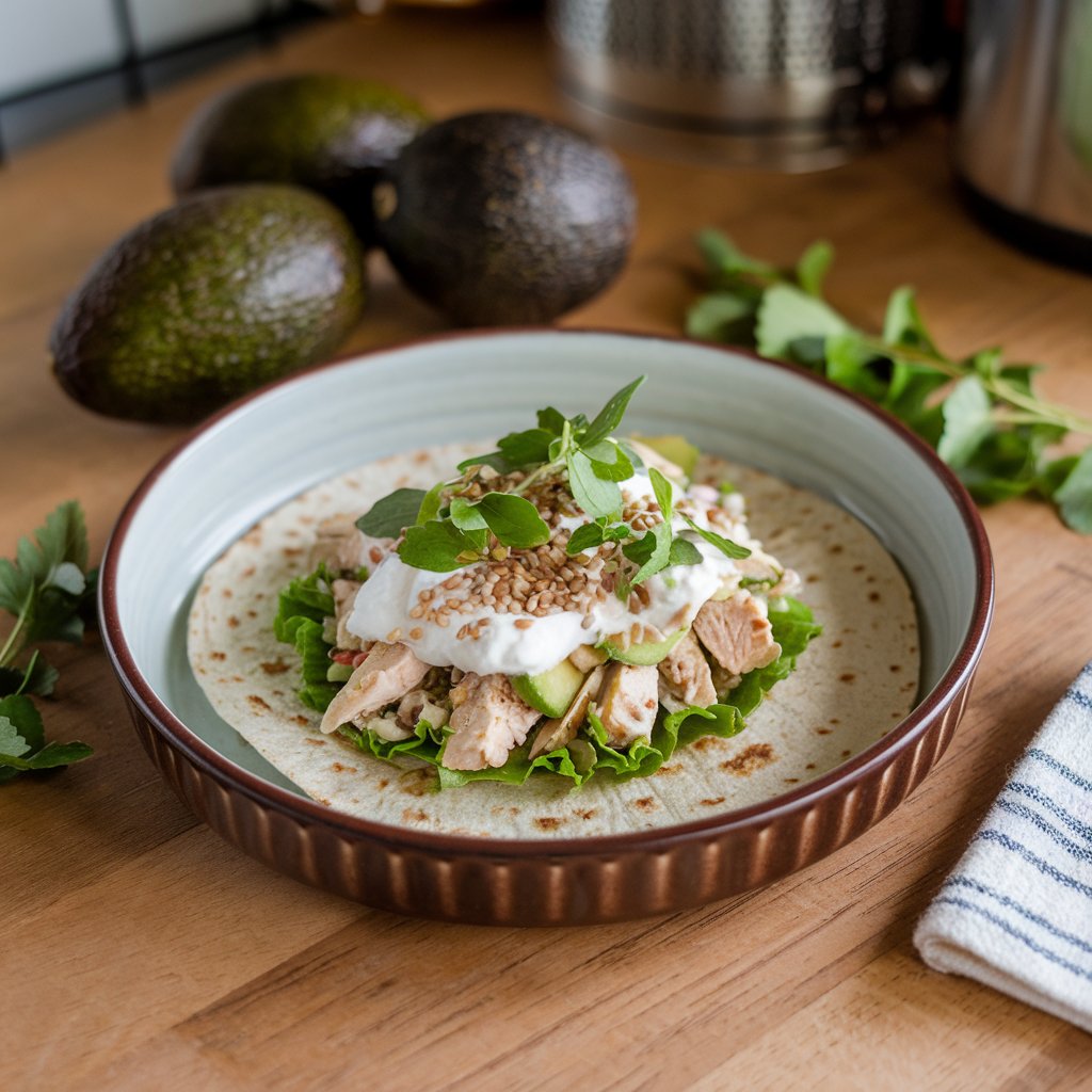 how to wrap Avocado Chicken Salad Wrap with Greek Yogurt
