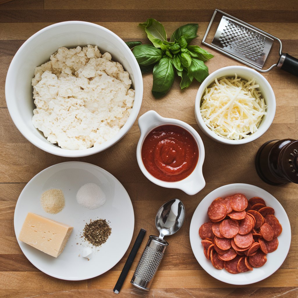 Low Carb Cottage Cheese Pizza Bowls ingredients