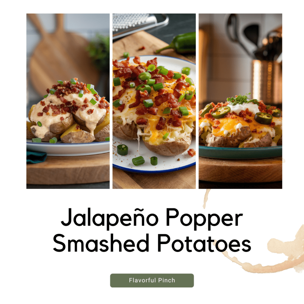 A collage of Jalapeno Popper Smashed potatoes final look.