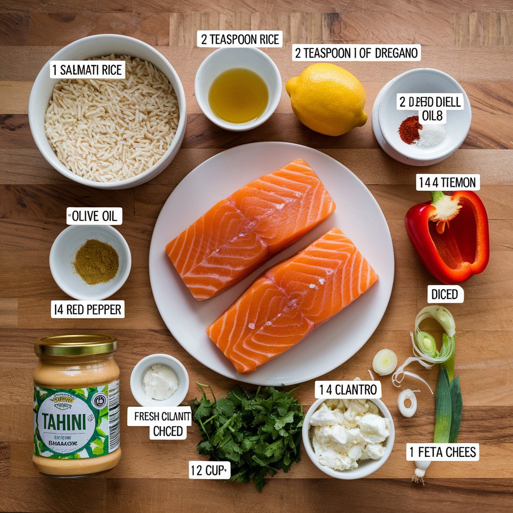 Crispy Salmon Rice Bowl ingredients