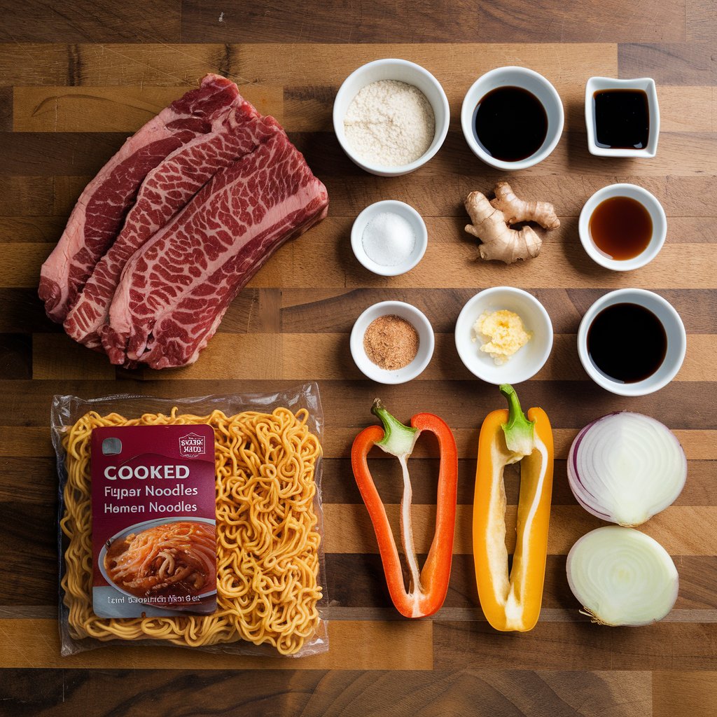 Mongolian Beef Stir-Fry with Ramen ingredients