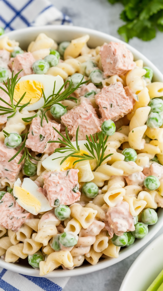 Tuna Egg Peas Pasta Salad