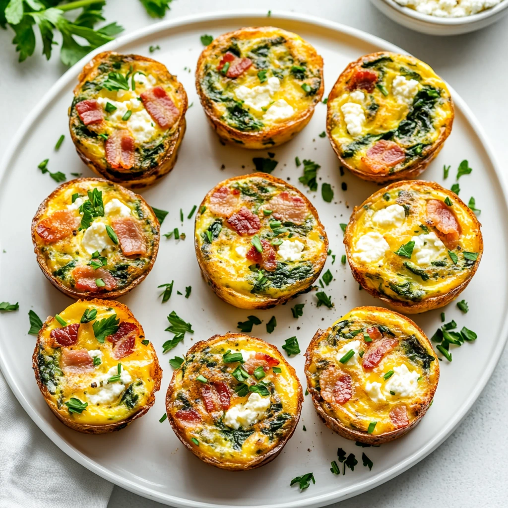 Bacon and Spinach Mini Frittatas with Cottage Cheese