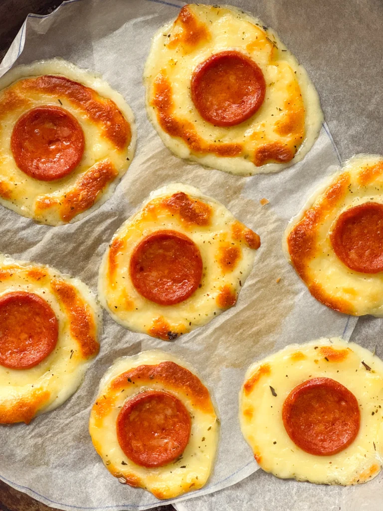 Pepperoni chips closeup.