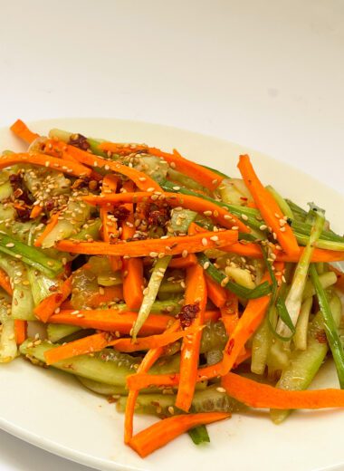 viral korean carrot cucumber salad with sesame dressing