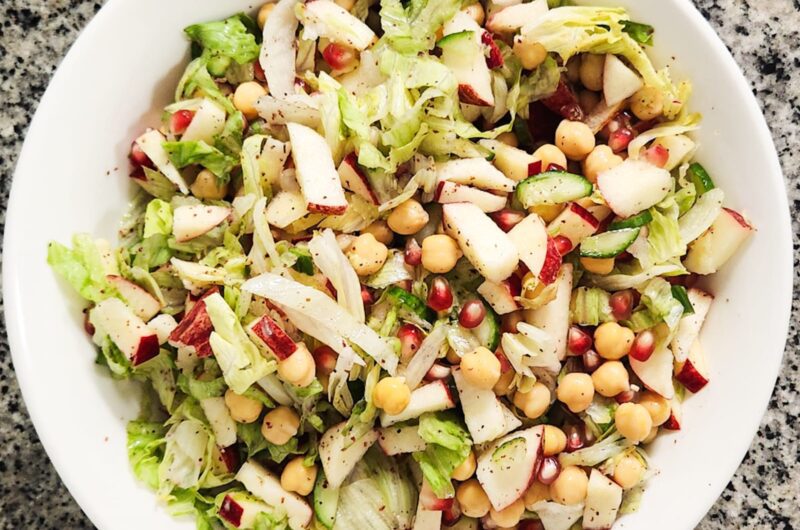 Apple Salad With Pomegranate & Lettuce (Lemon+Honey+Sumac Dressing)