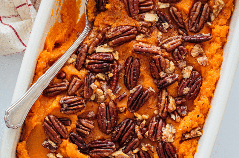 Sweet Potato Casserole with Pecans (No Marshmallows)