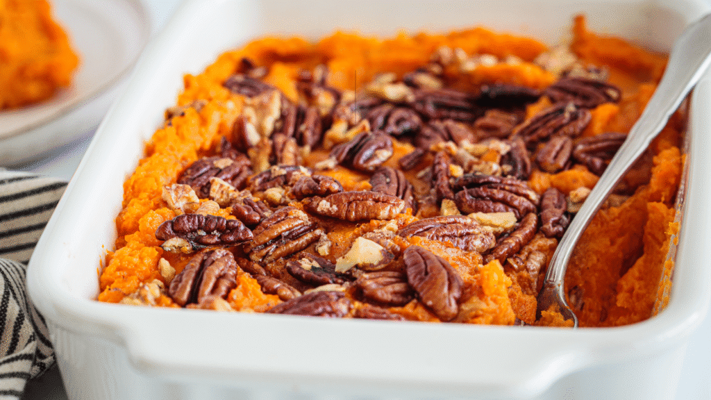 how to make sweet potato casserole with pecans