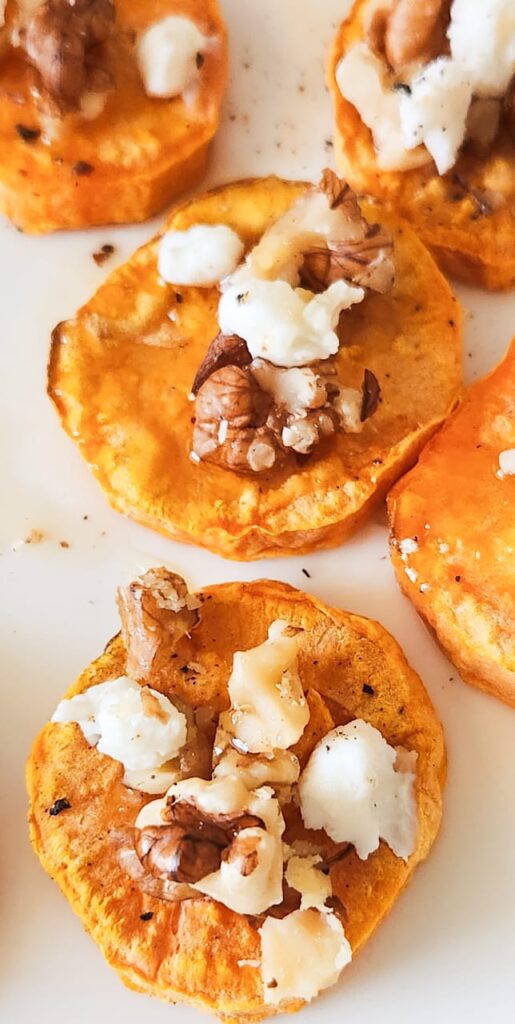 Sweet Potato Rounds with Honey & Feta Crumble