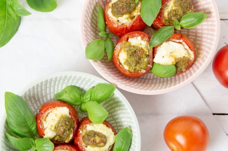 Stuffed Cherry Tomatoes with Pesto and Basil