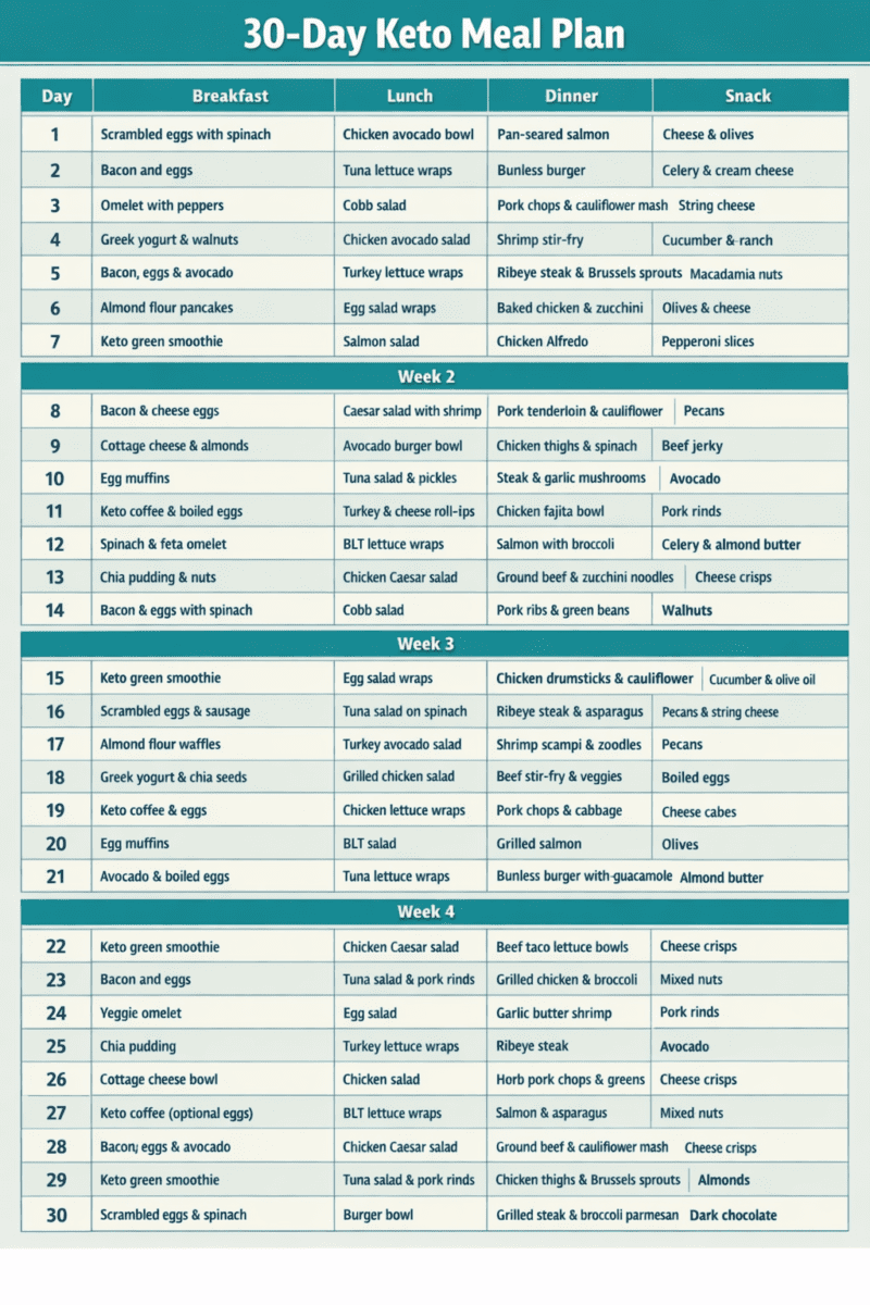 30-Day Clean Diet Keto Plan For Beginners: Simple Meals, Real Results