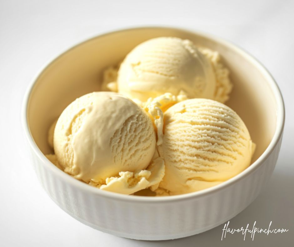 2 scoops of coconut cottage cheese ice cream in a bowl