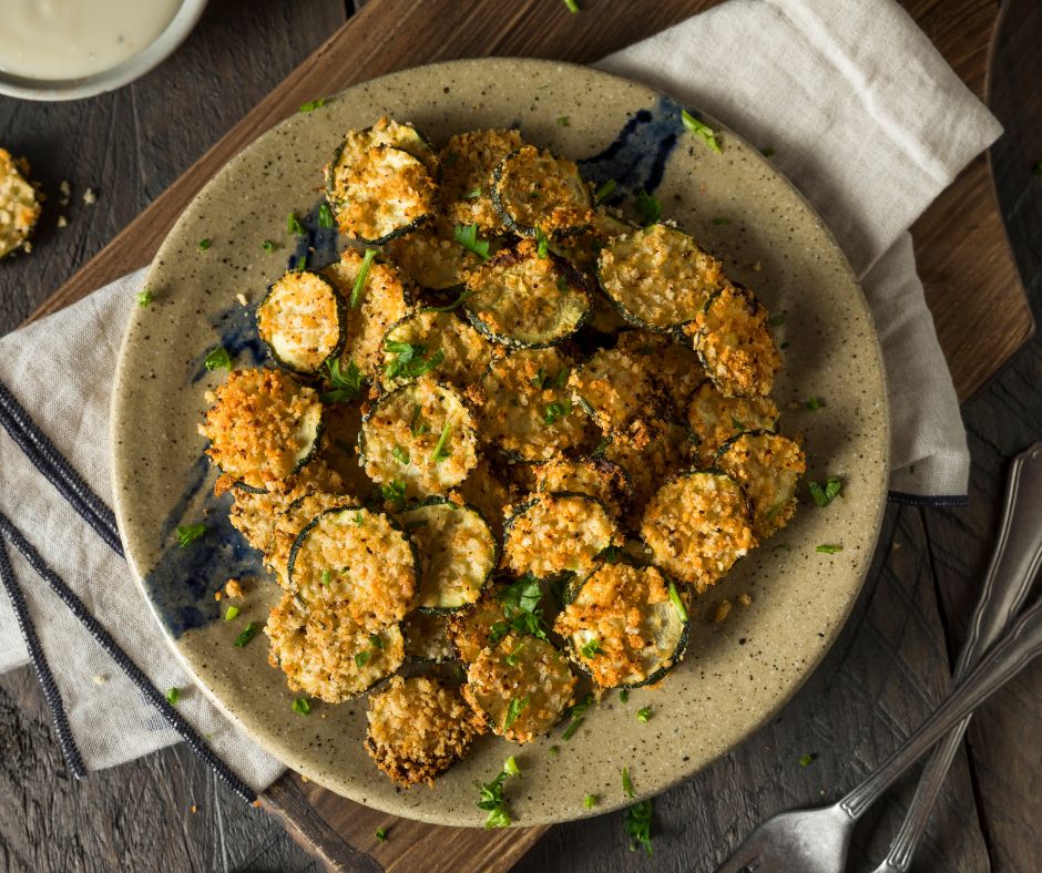 Crispy Air Fryer Zucchini Chips with Parmesan