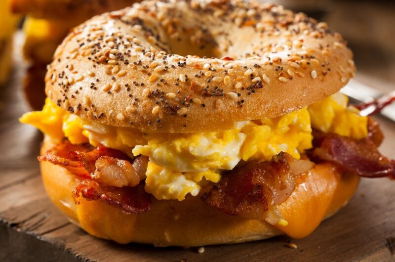 Bacon and Egg Bagel Breakfast Sandwich