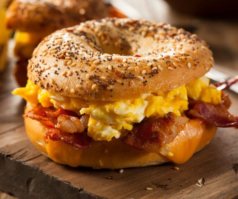 Bacon and Egg Bagel Breakfast Sandwich