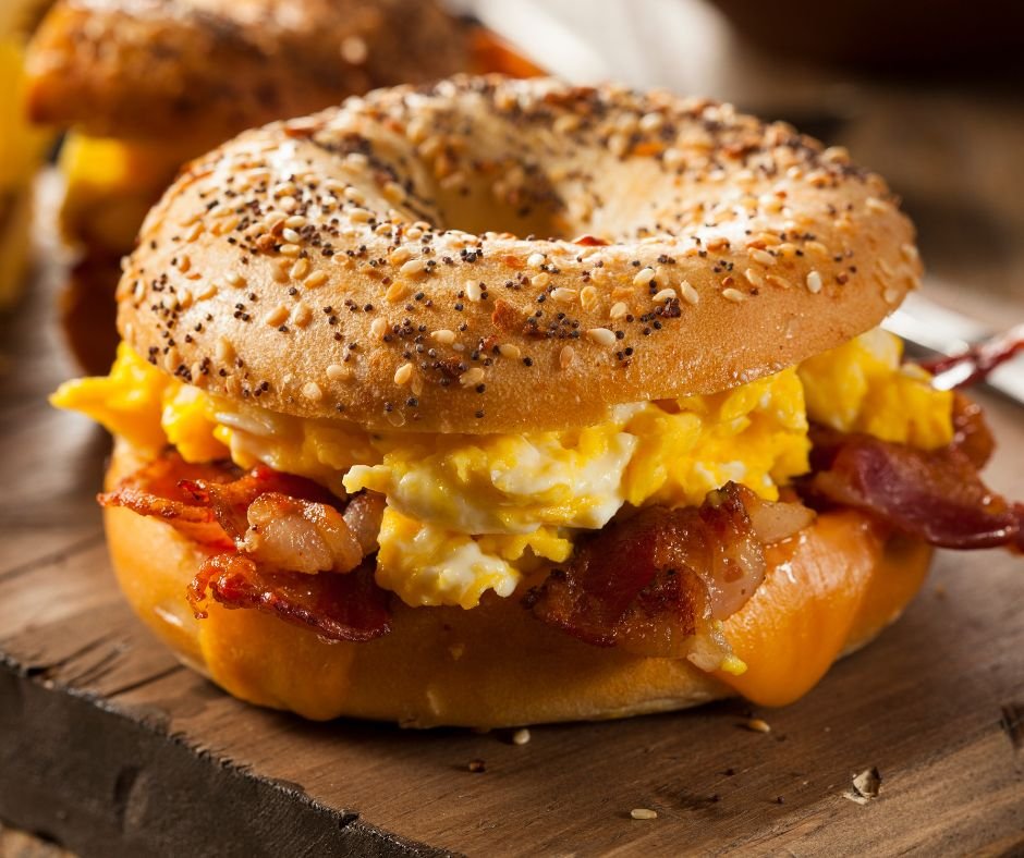Bacon and Egg Bagel Breakfast Sandwich