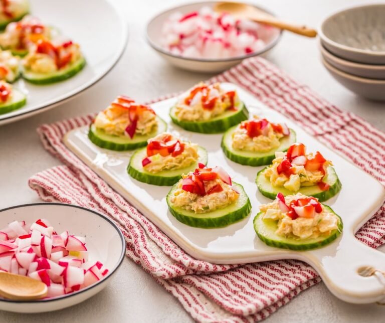 Cucumber Bites with Tuna Salad and Radish