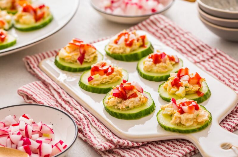 Cucumber Bites with Tuna Salad and Radish