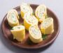 Homemade Eggs Omelet Rolls With Cream Cheese And Parsley