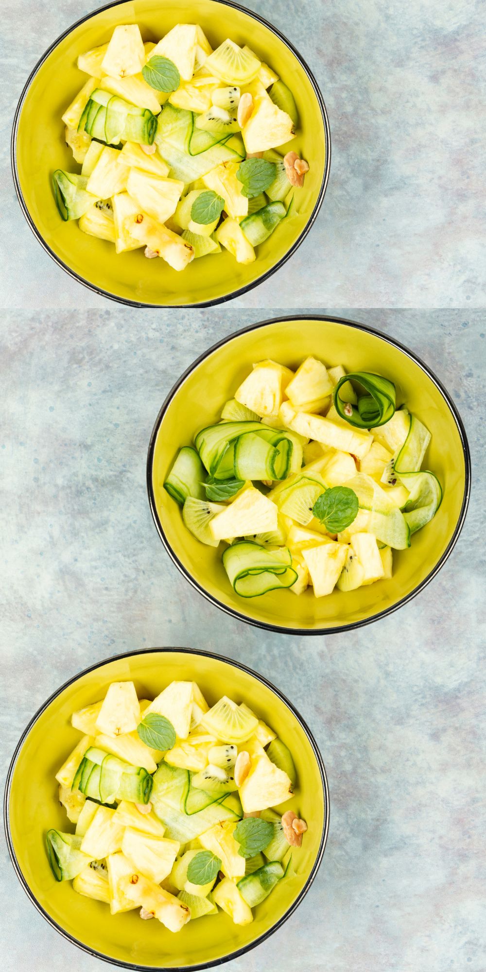 Pineapple Cucumber Kiwi Salad with Honey Mint Dressing