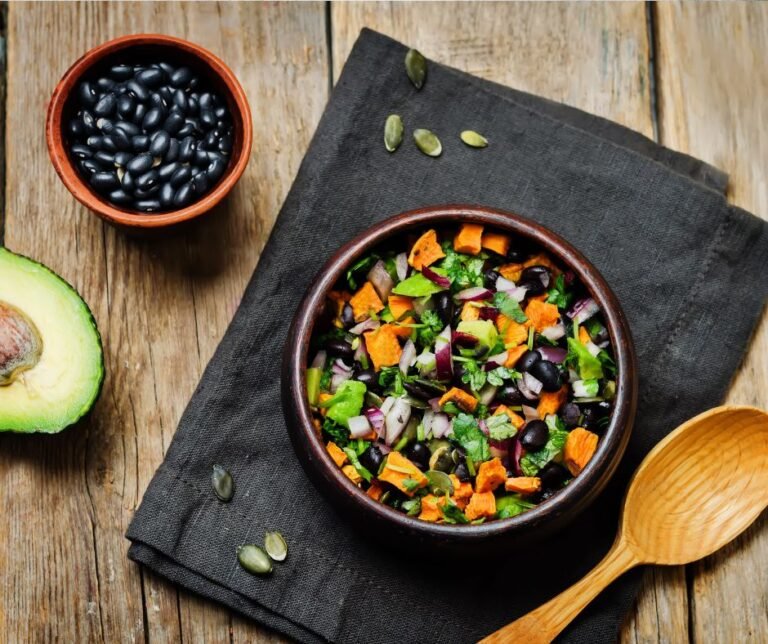 Black Bean Roasted Sweet Potato Avocado Salad