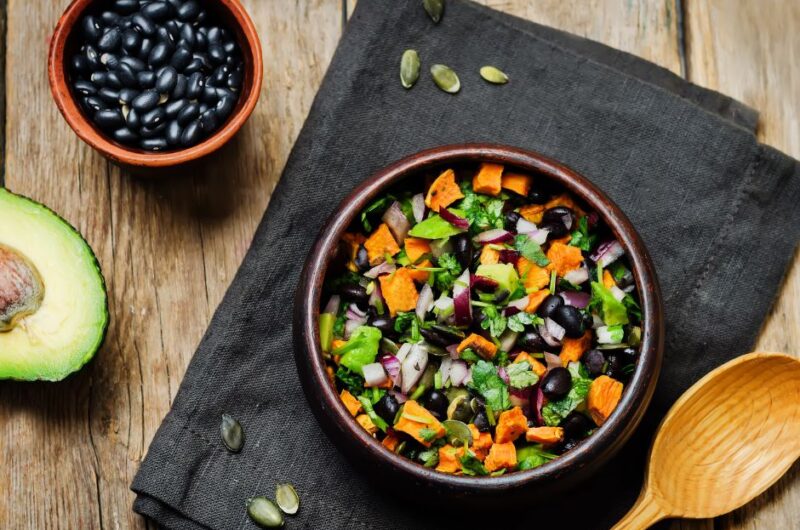 Black Bean Roasted Sweet Potato Avocado Salad
