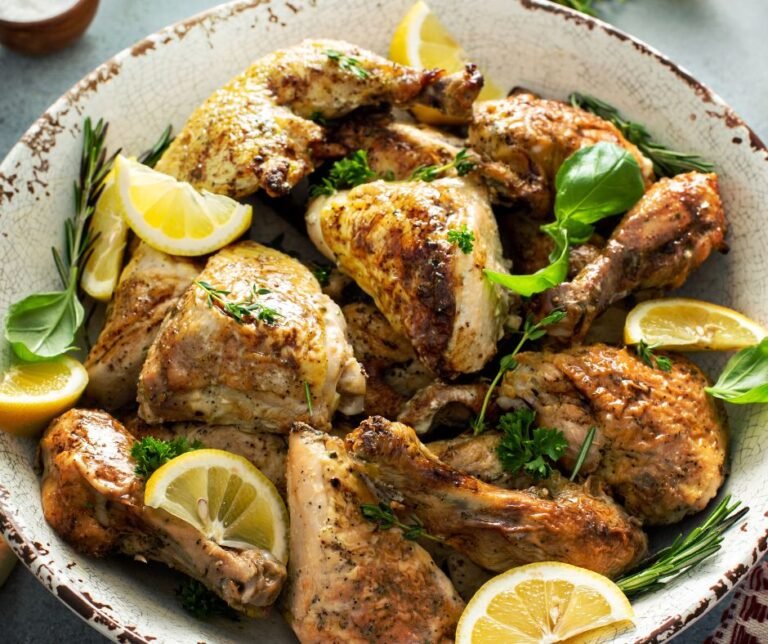 Crockpot Lemon Herbed Garlic Roasted Chicken