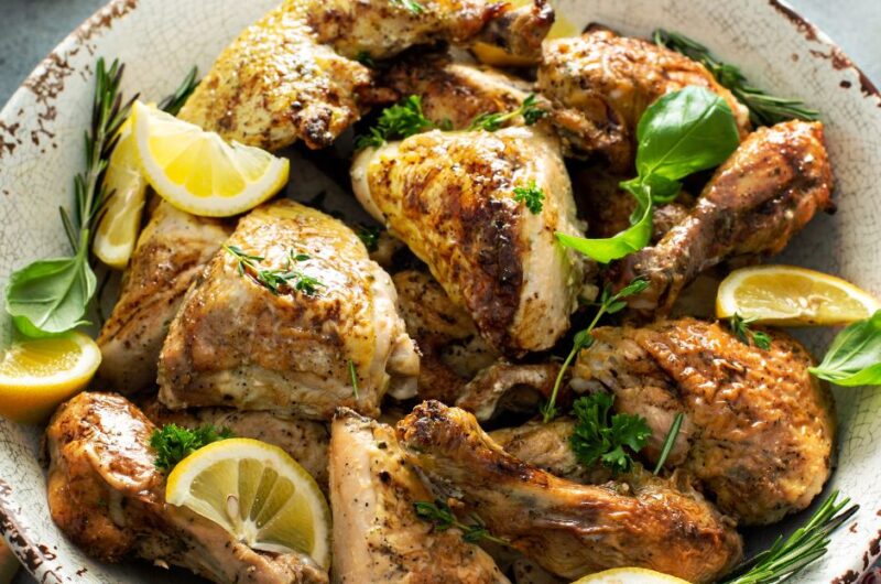 Crockpot Lemon Herbed Garlic Roasted Chicken
