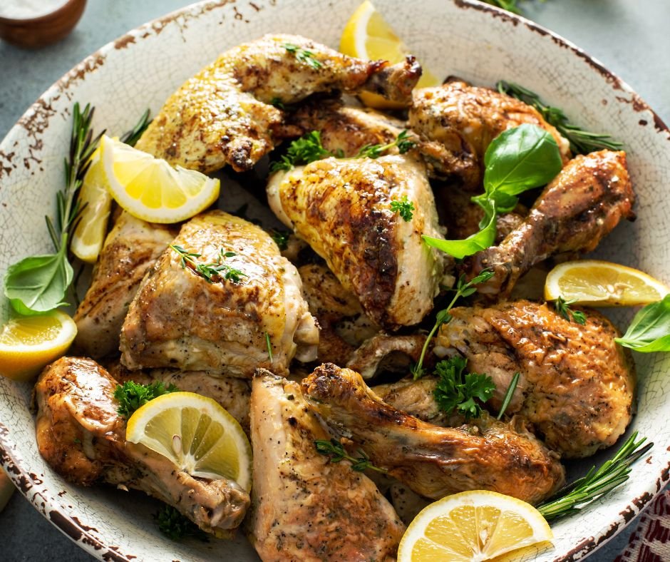 Crockpot Lemon Herbed Garlic Roasted Chicken
