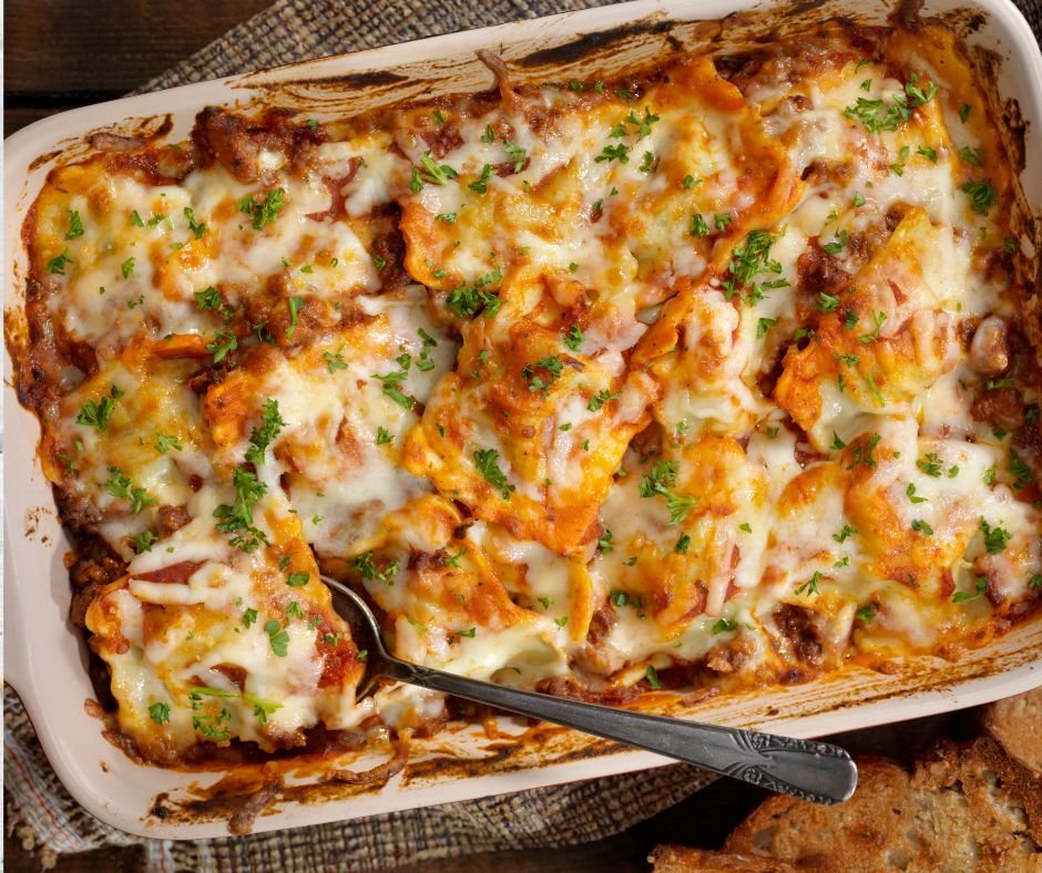 Lazy Baked Cheese Ravioli Lasagna