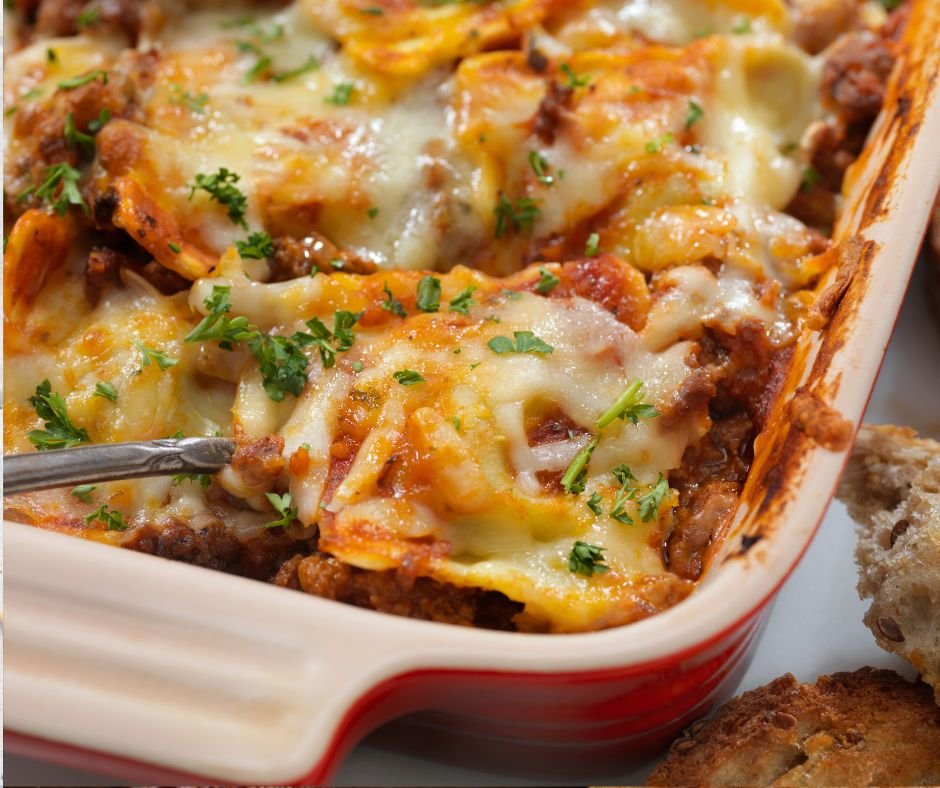 Lazy Baked Cheese Ravioli Lasagna