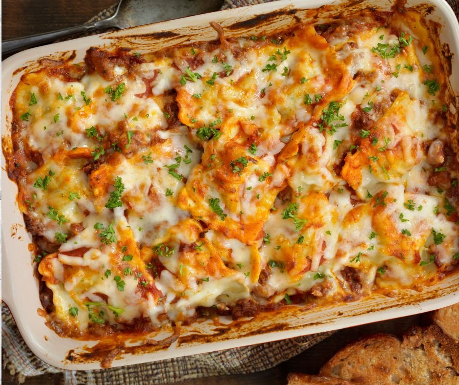 Lazy Baked Cheese Ravioli Lasagna