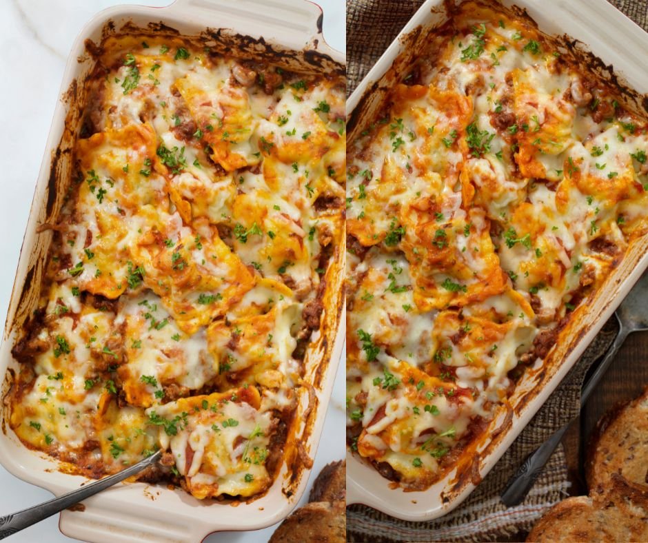 Lazy Baked Cheese Ravioli Lasagna