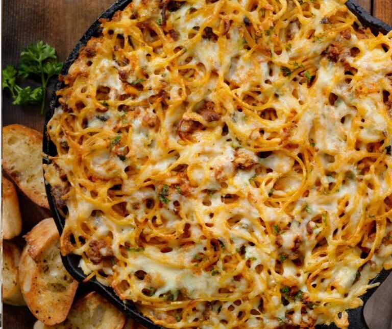 Old Fashioned Baked Spaghetti and Beef Pie