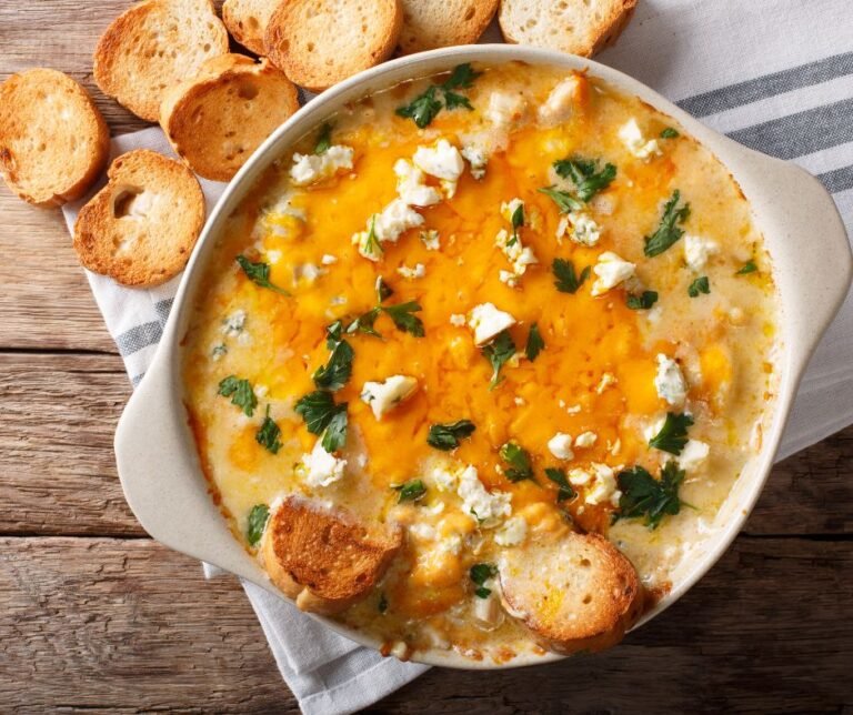 Crockpot Chicken Buffalo Dip with Blue Cheese