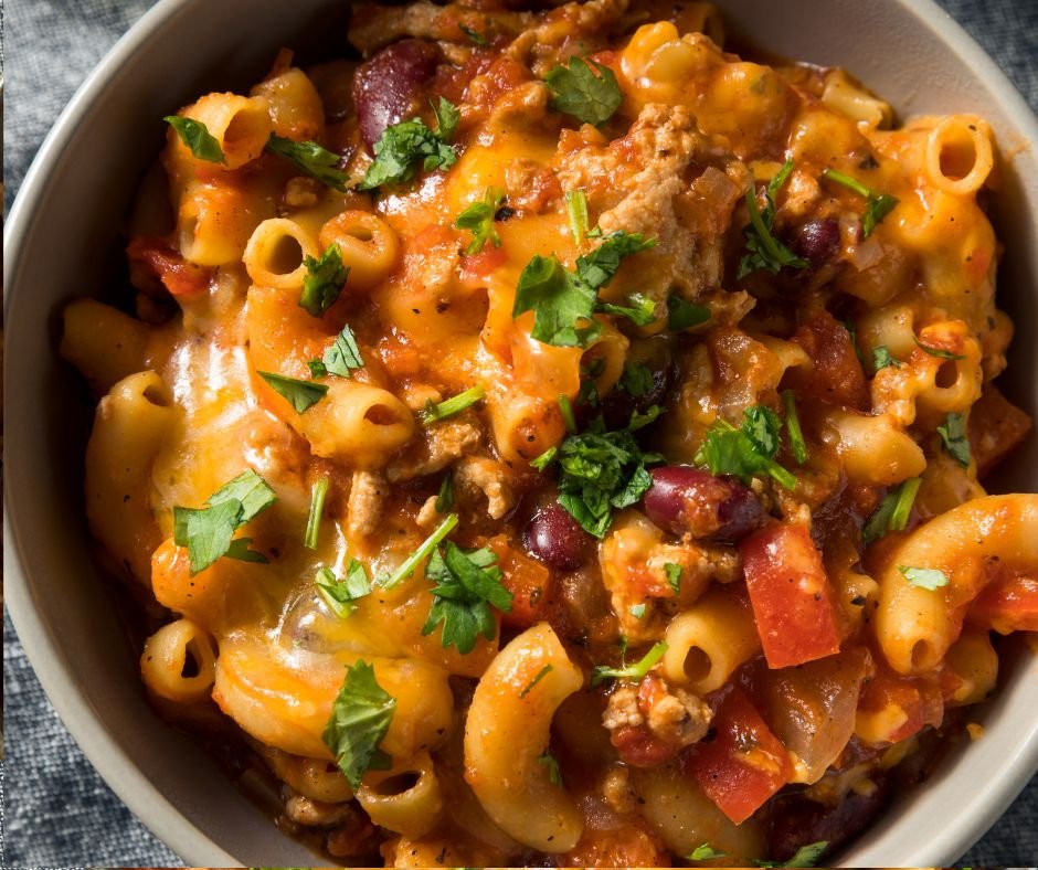 Homemade Chili Mac and Cheese with Cilantro