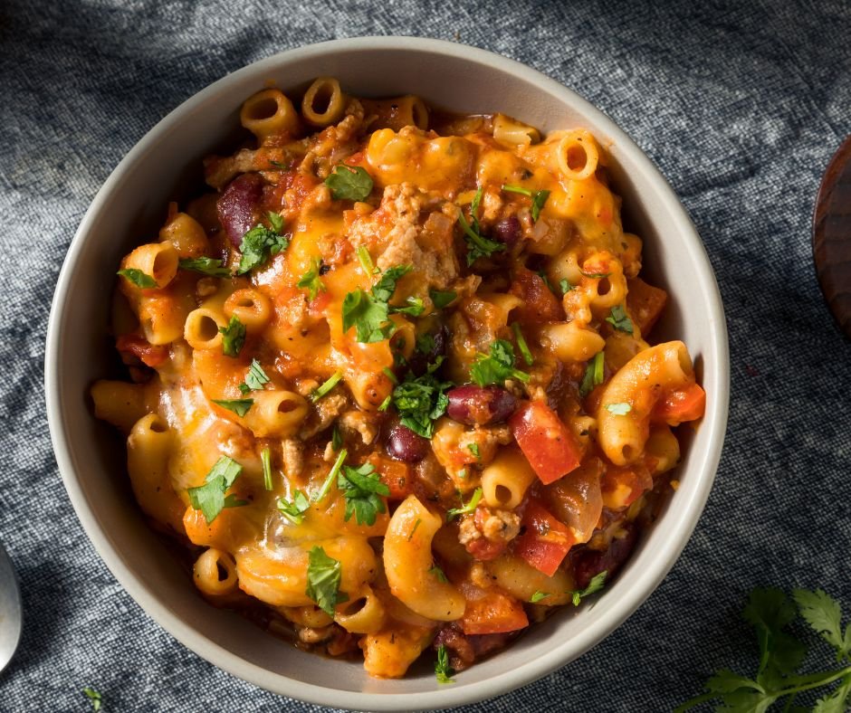 Homemade Chili Mac and Cheese with Cilantro