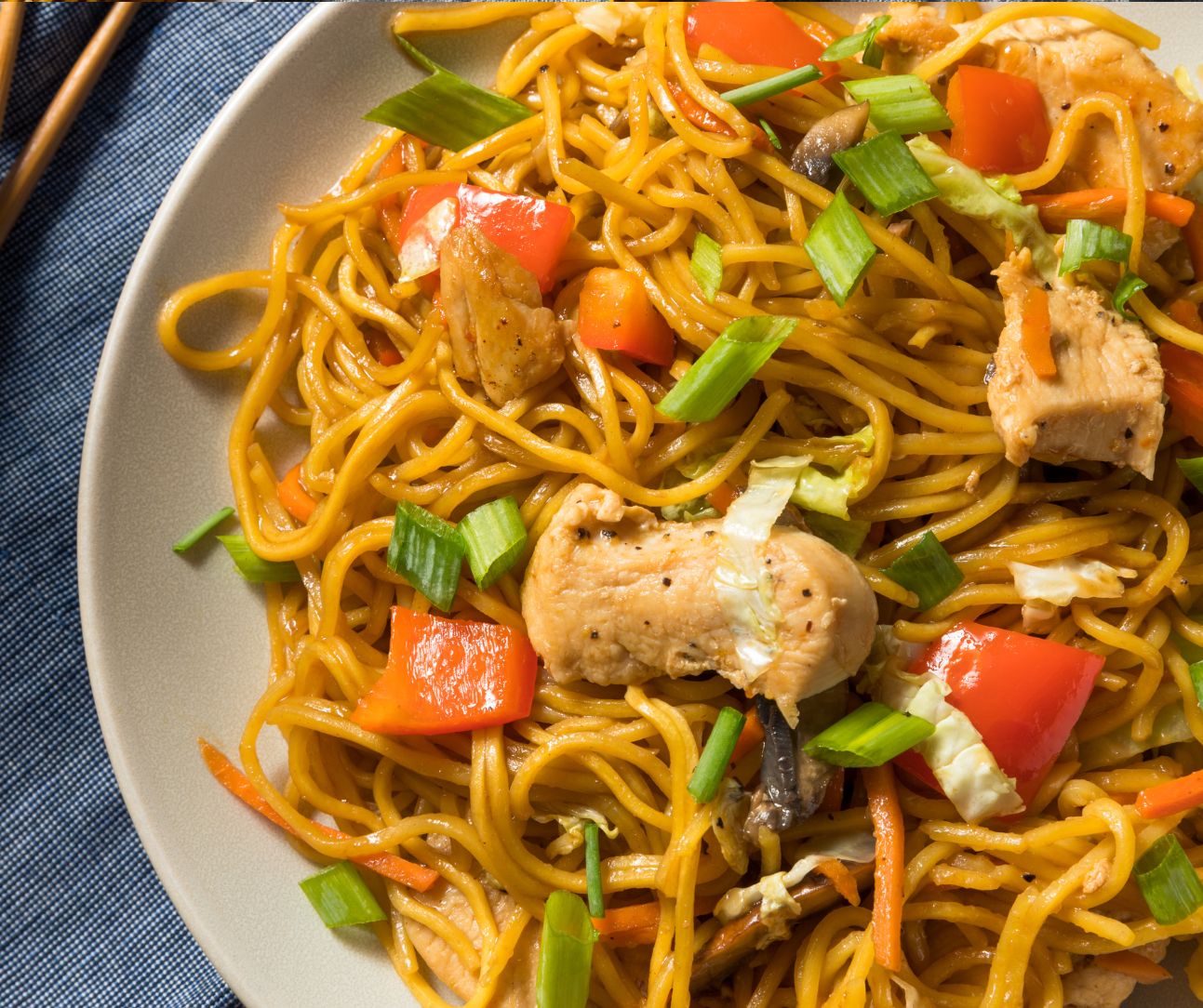 Homemade Japanese Chicken Yakisoba Noodles