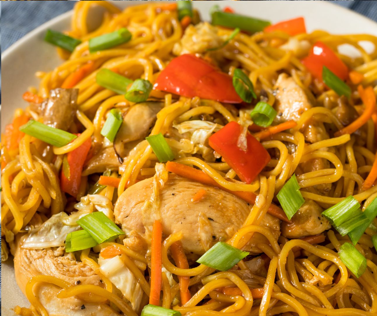 Homemade Japanese Chicken Yakisoba Noodles
