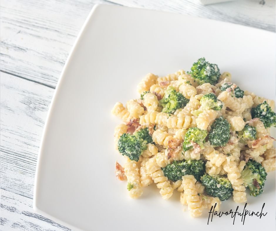 Pasta with Broccoli Bacon and Alfredo Sauce