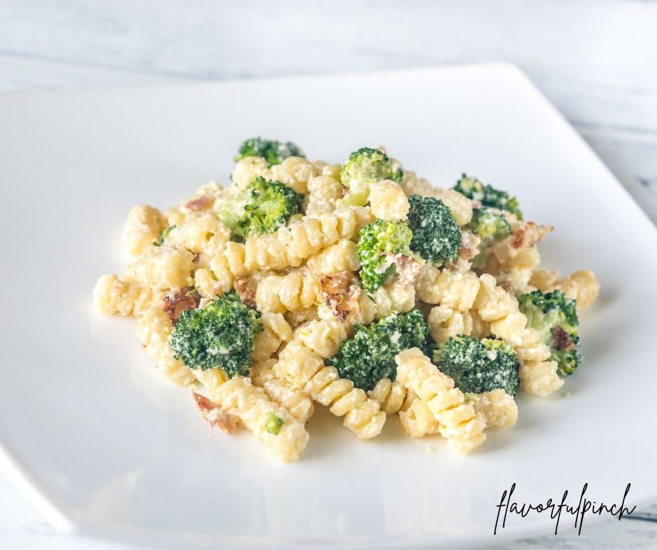 Pasta with Broccoli Bacon and Alfredo Sauce