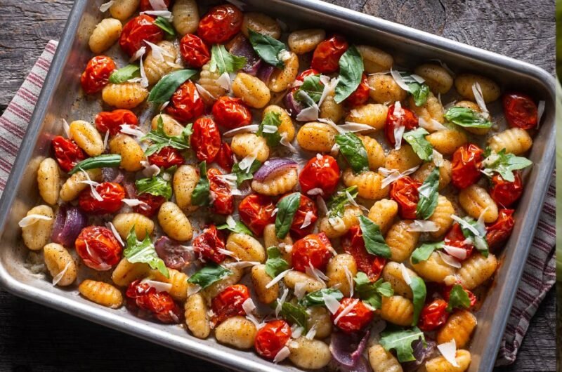 Sheet Pan Gnocchi with Tomatoes and Red Onion