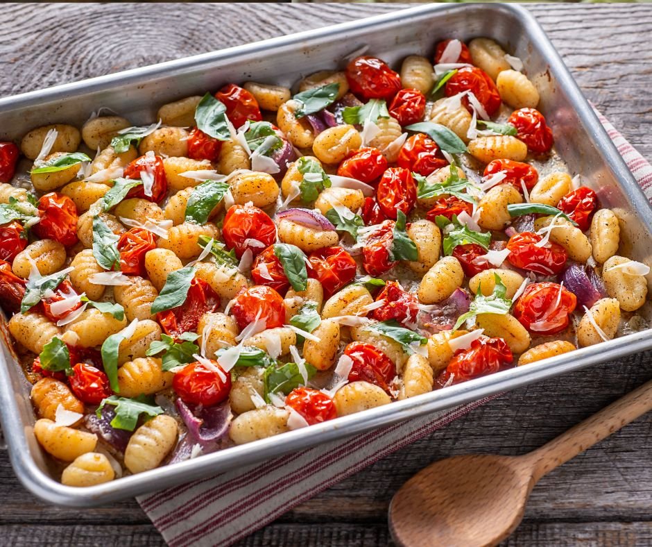 Sheet Pan Gnocchi with Tomatoes and Red Onion