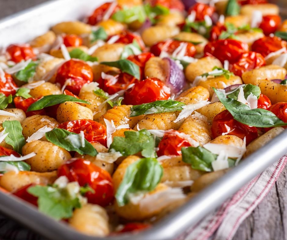 Sheet Pan Gnocchi with Tomatoes and Red Onion